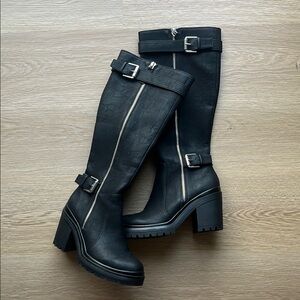 Black Knee-High Leather Boots